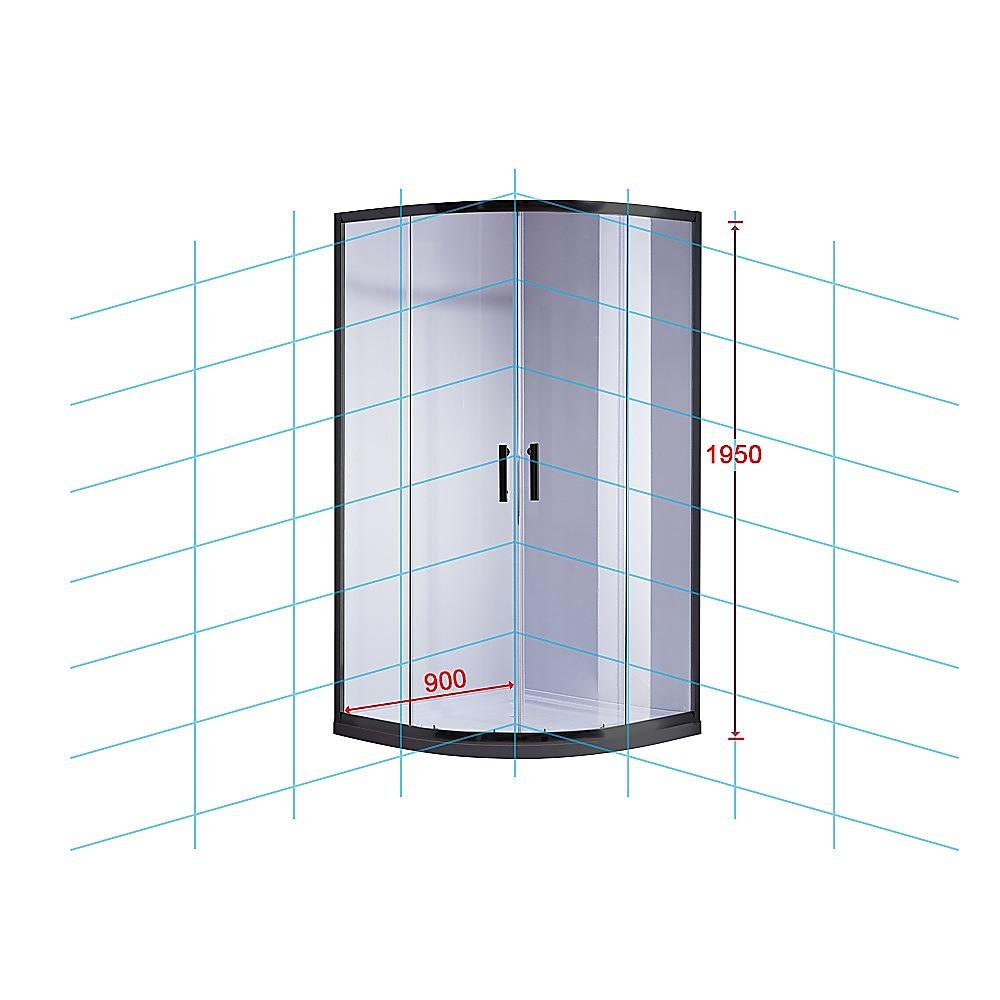 90 x 90cm Black Rounded Sliding 6mm Curved Shower Screen with White Base