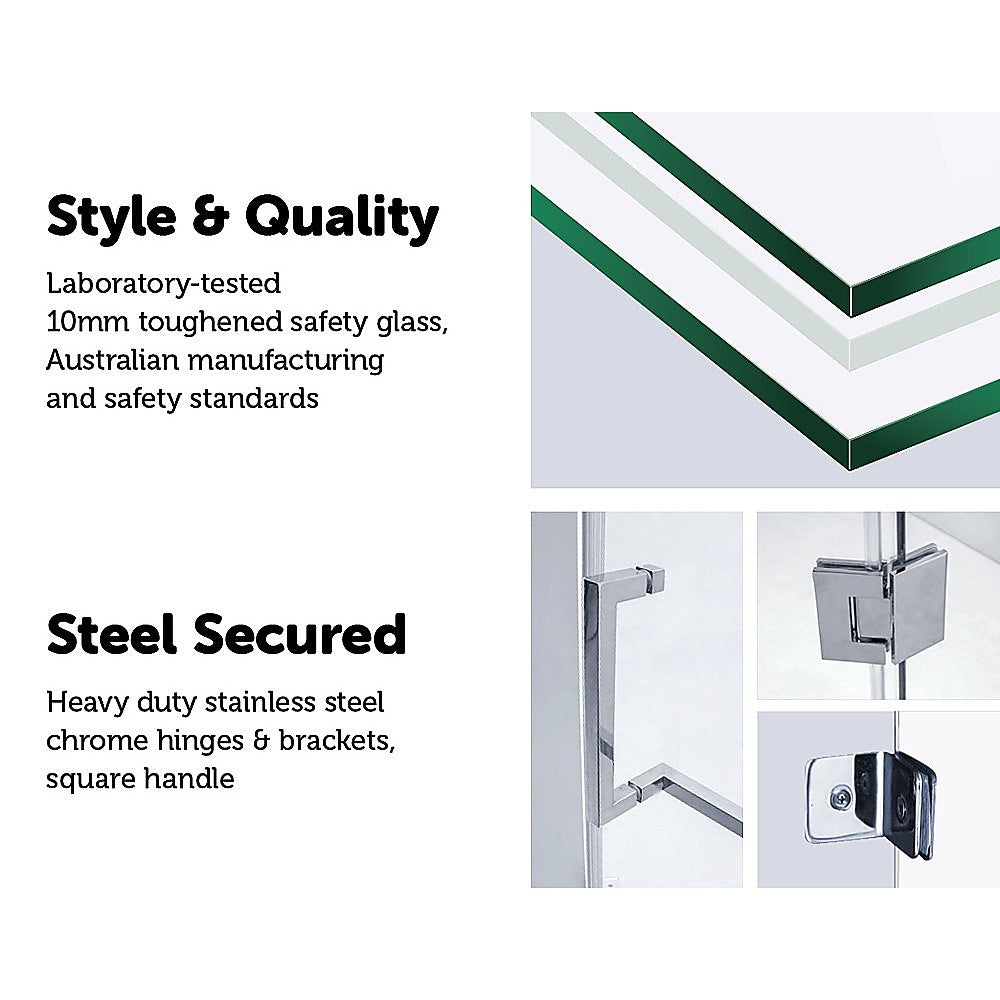 1000 x 800mm Frameless 10mm Glass Shower Screen By Della Francesca