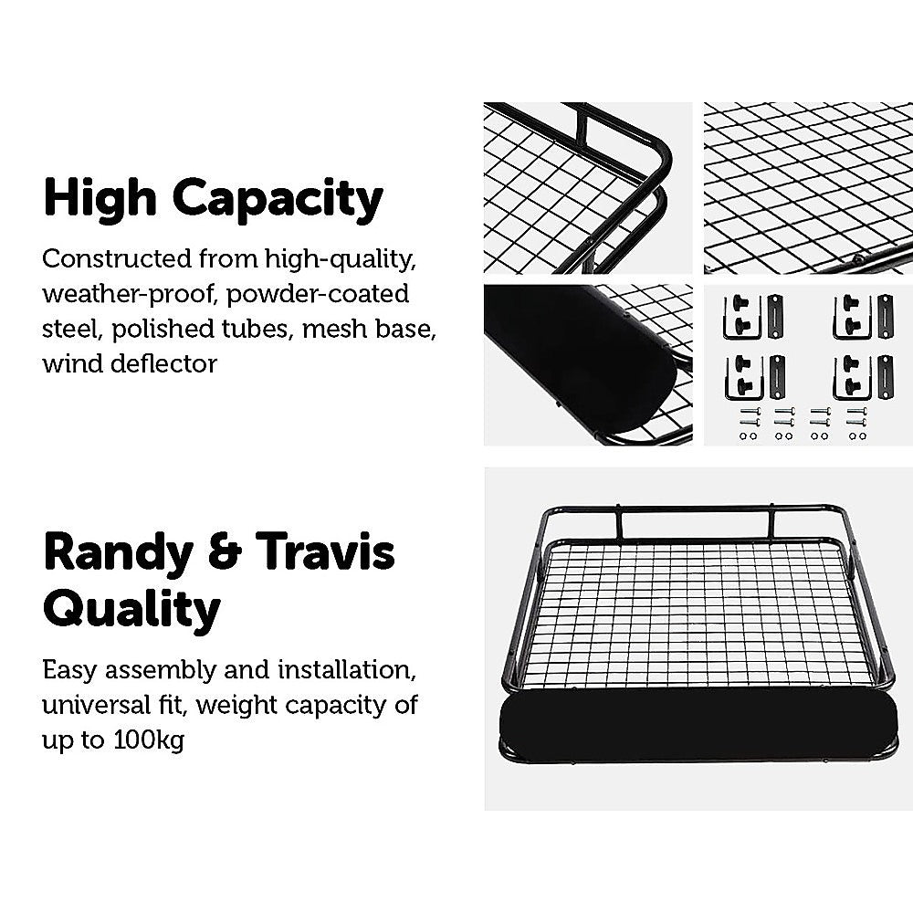 Universal Roof Rack Basket - Car Luggage Carrier Steel Cage Vehicle Cargo