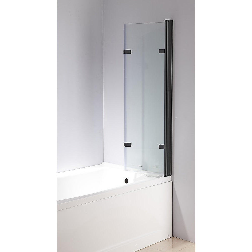 3 Fold Black Folding Bath Shower Screen Door Panel 1300mm x 1400mm
