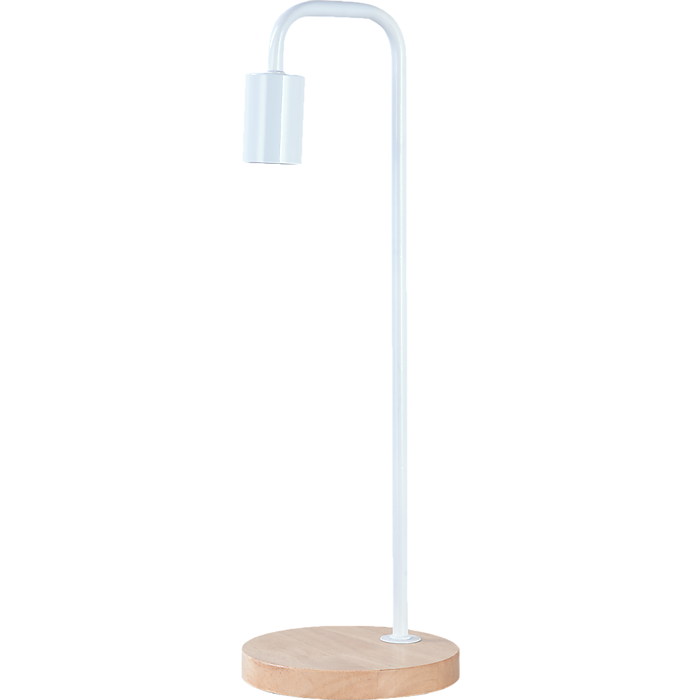 Modern Table lamp Desk Light Timber Base Bedside Bedroom White
