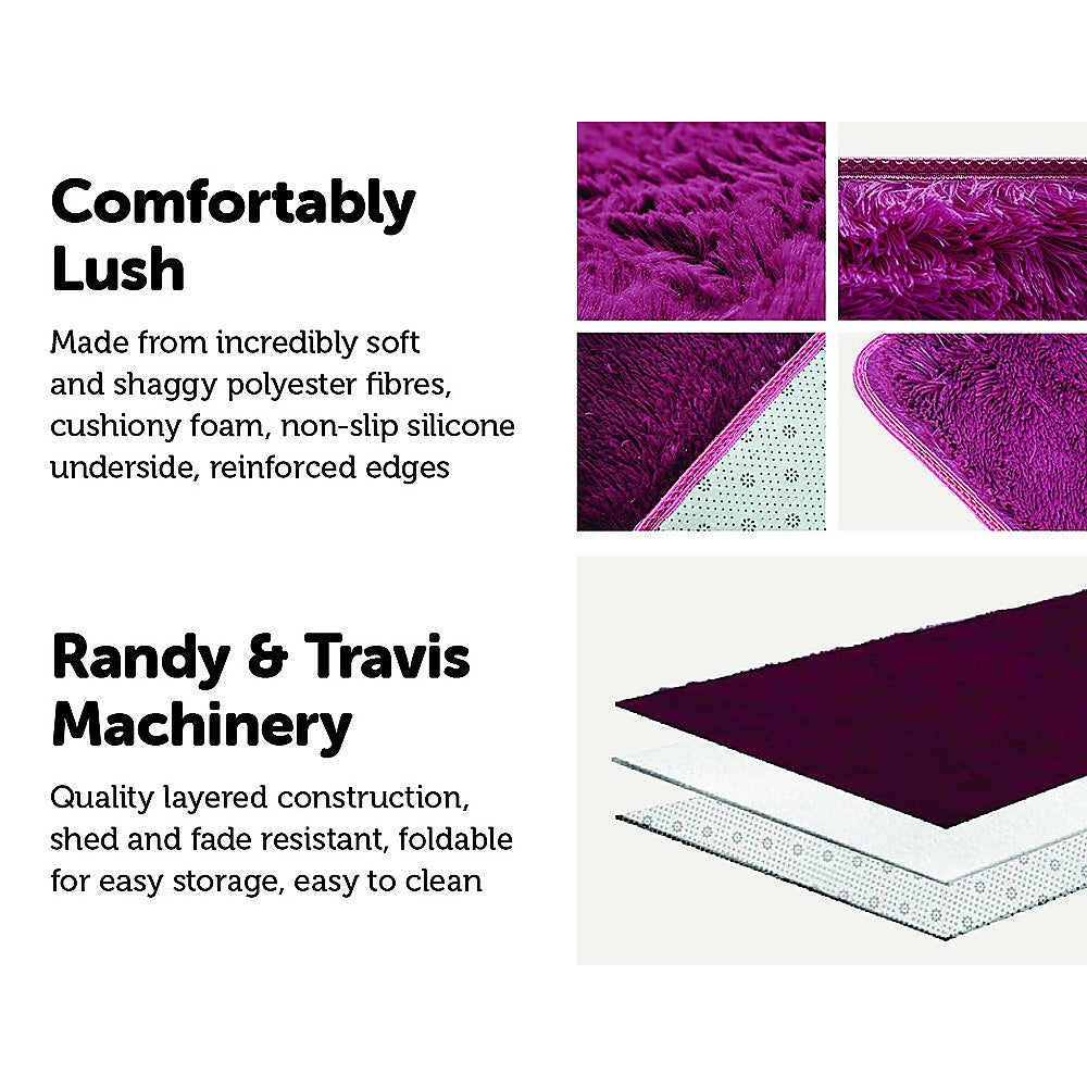 200x140cm Floor Rugs Large Shaggy Rug Area Carpet Bedroom Living Room Mat - Burgundy