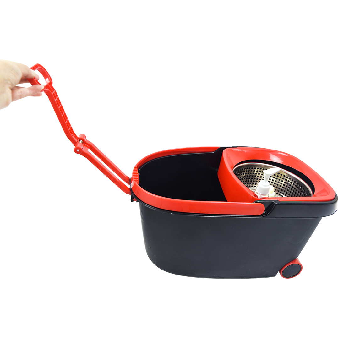 Spin Rotating Mop and Bucket Set with Wheels and 4 Microfibre Mop Heads