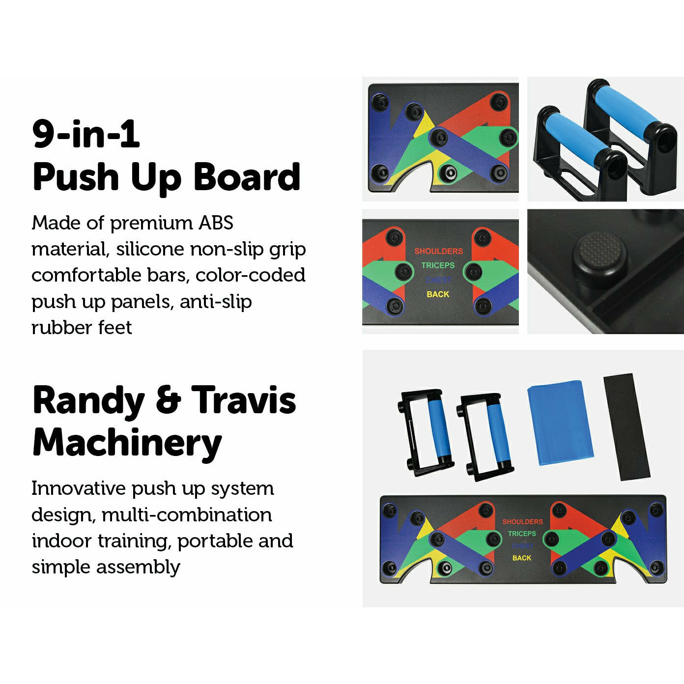 9 in 1 Push Up Board Yoga Bands Fitness Workout Train Gym Exercise Pushup Stand