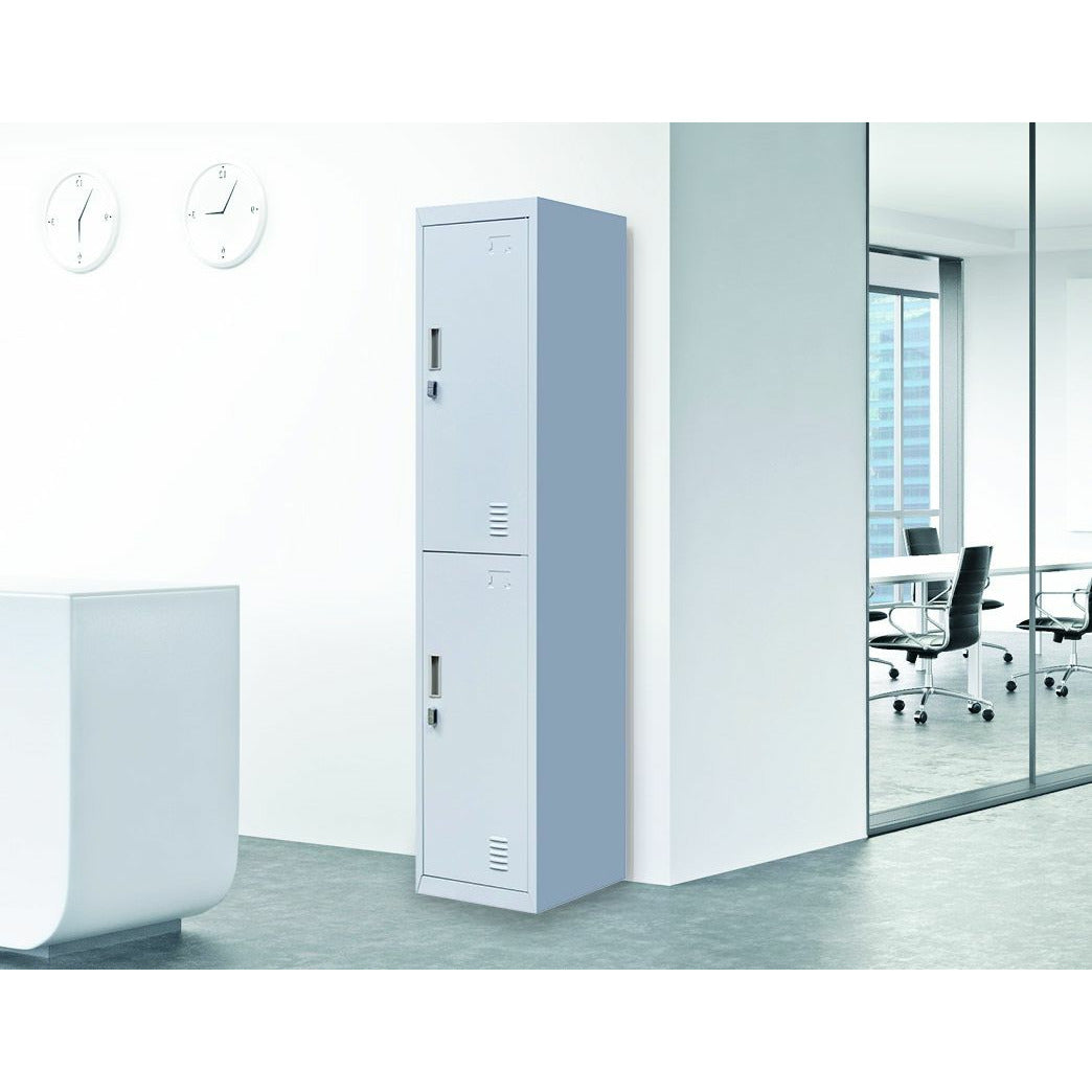 2-Door Vertical Locker for Office Gym Shed School Home Storage