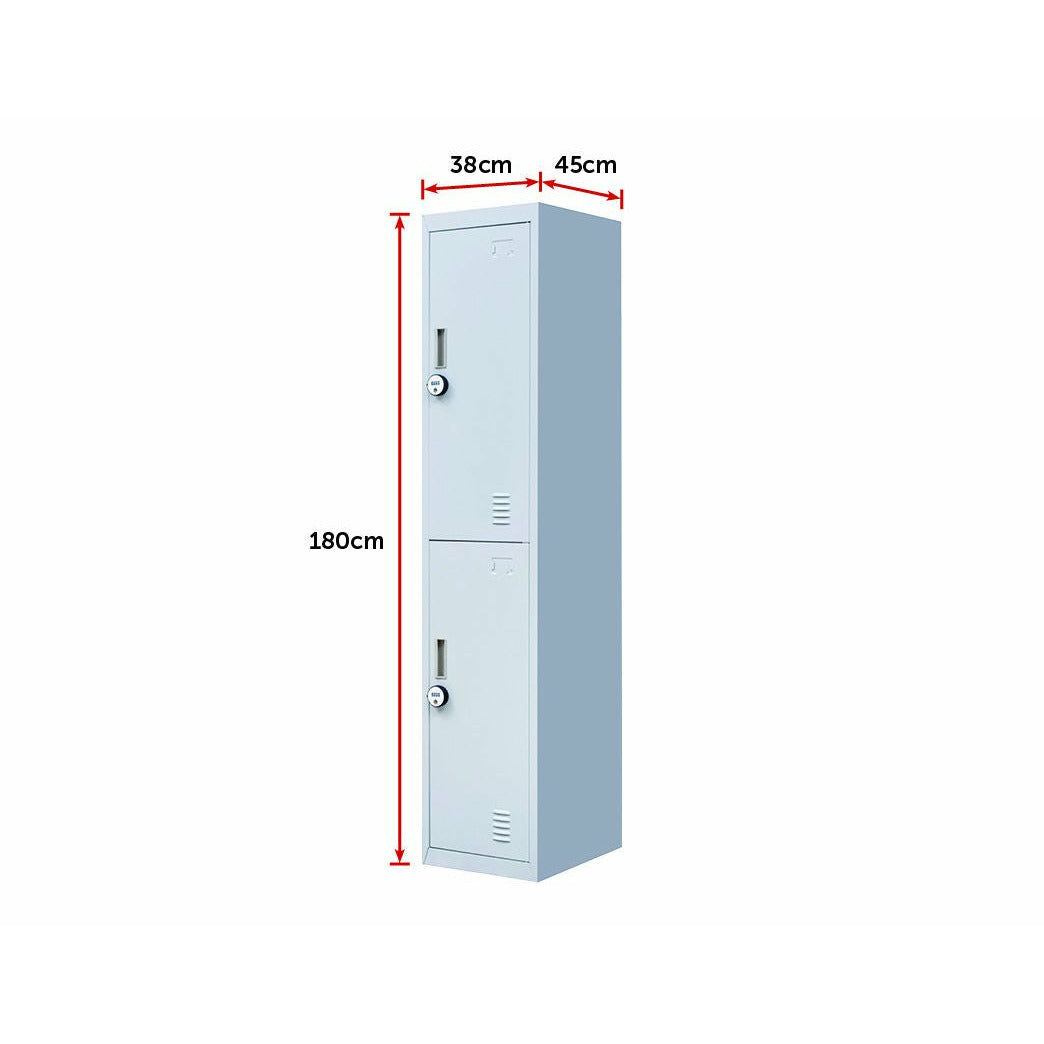 2-Door Vertical Locker for Office Gym Shed School Home Storage