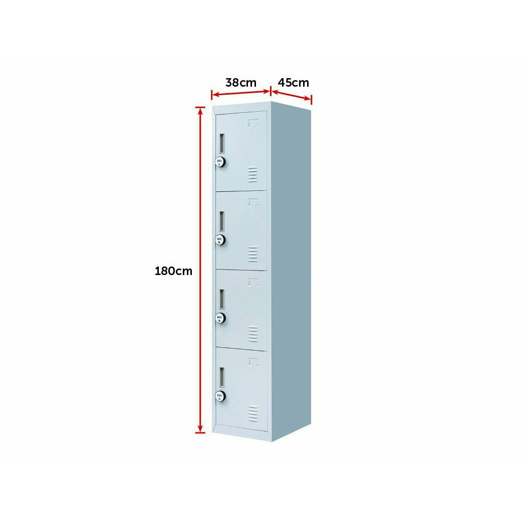 4-Door Vertical Locker for Office Gym Shed School Home Storage