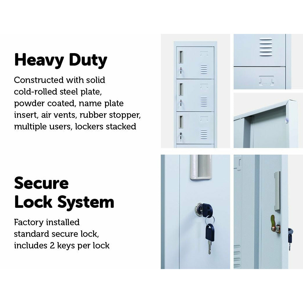 6-Door Locker for Office Gym Shed School Home Storage