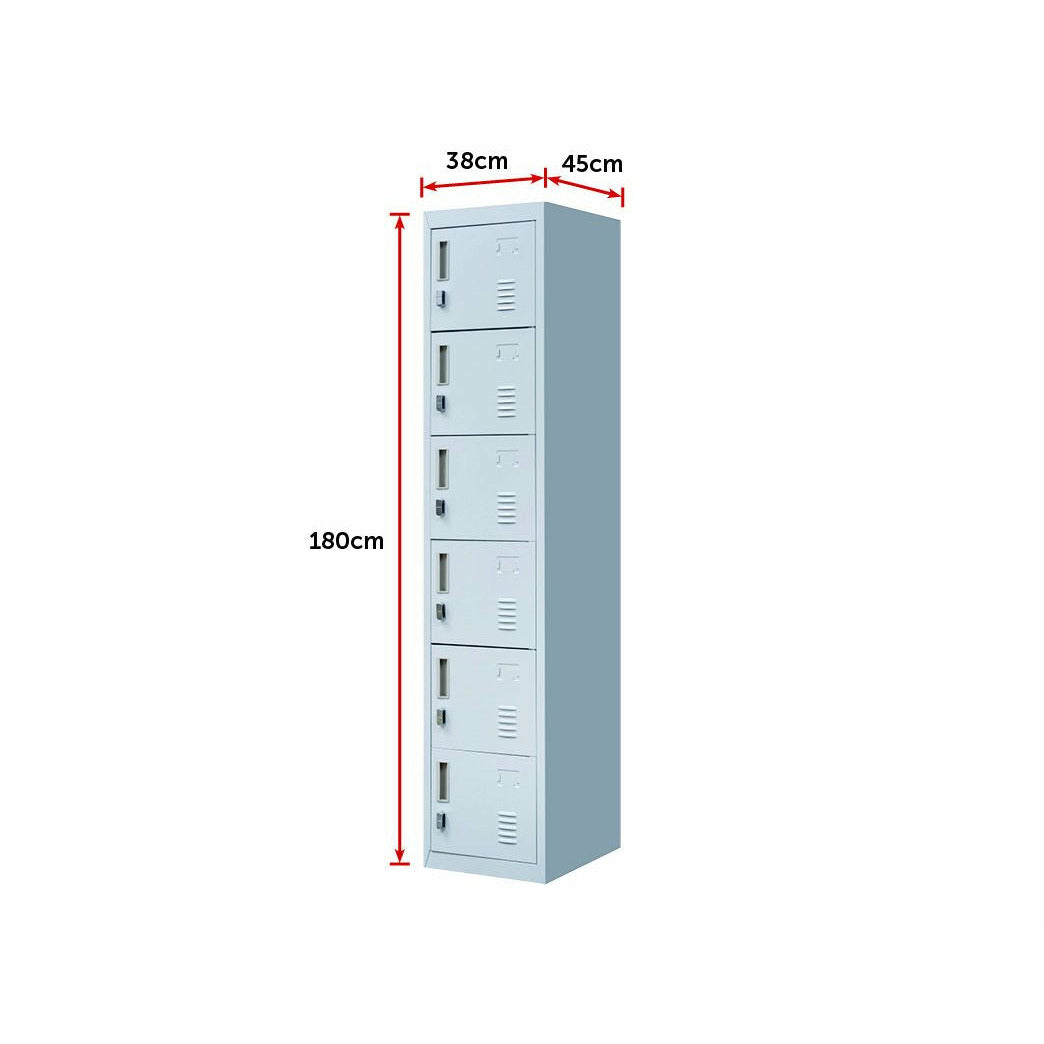 6-Door Locker for Office Gym Shed School Home Storage