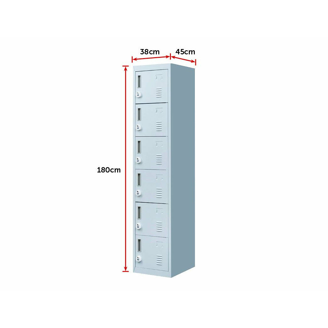 6-Door Locker for Office Gym Shed School Home Storage