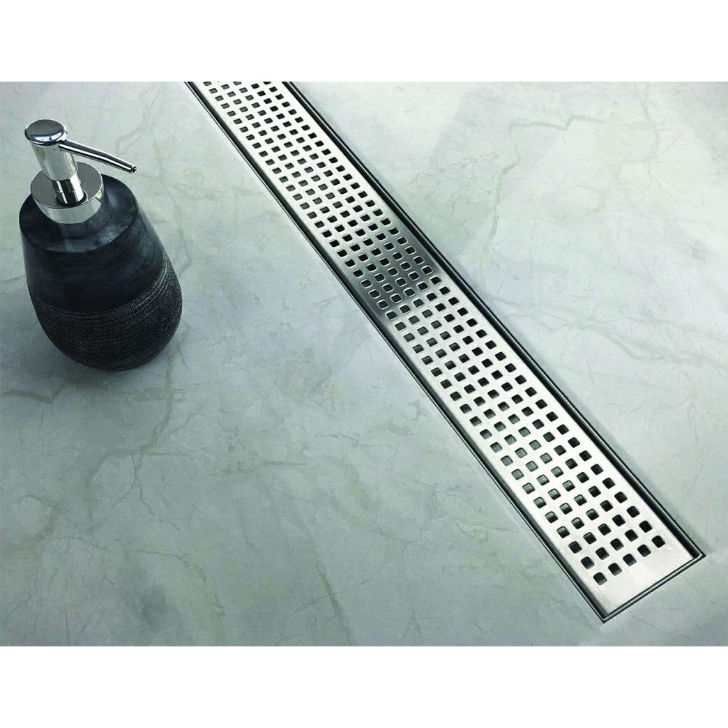 1000mm Bathroom Shower Stainless Steel Grate Drain w/Centre outlet Floor Waste Square Pattern