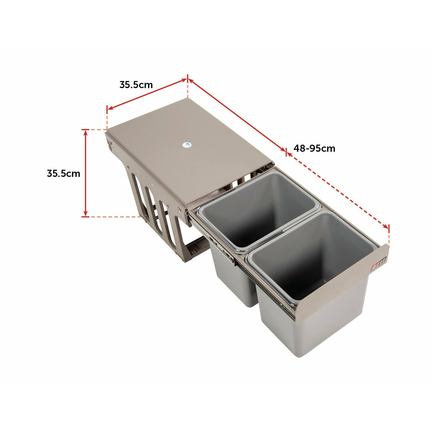 2x 15L Pull Out Trash Bin Dual Kitchen Garbage Waste Basket Cabinet Bin