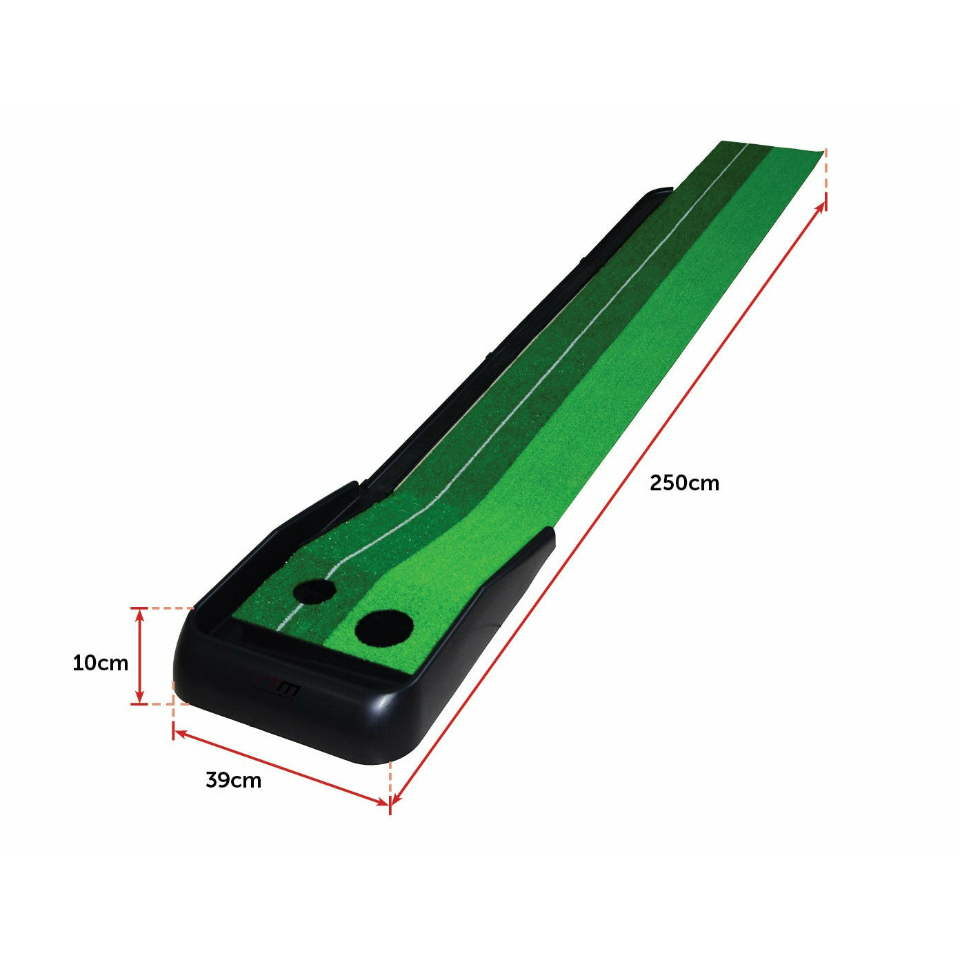 Indoor Practice Putting Green 2.5m Mat Inclined Ball Return Fake Grass 2 Holes