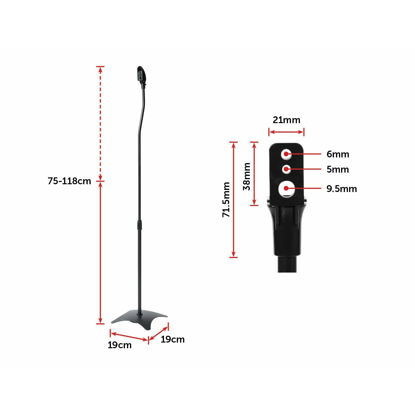 2pcs Speaker Stands Stand Rear Surround Sound Satellite Speakers Adjustable