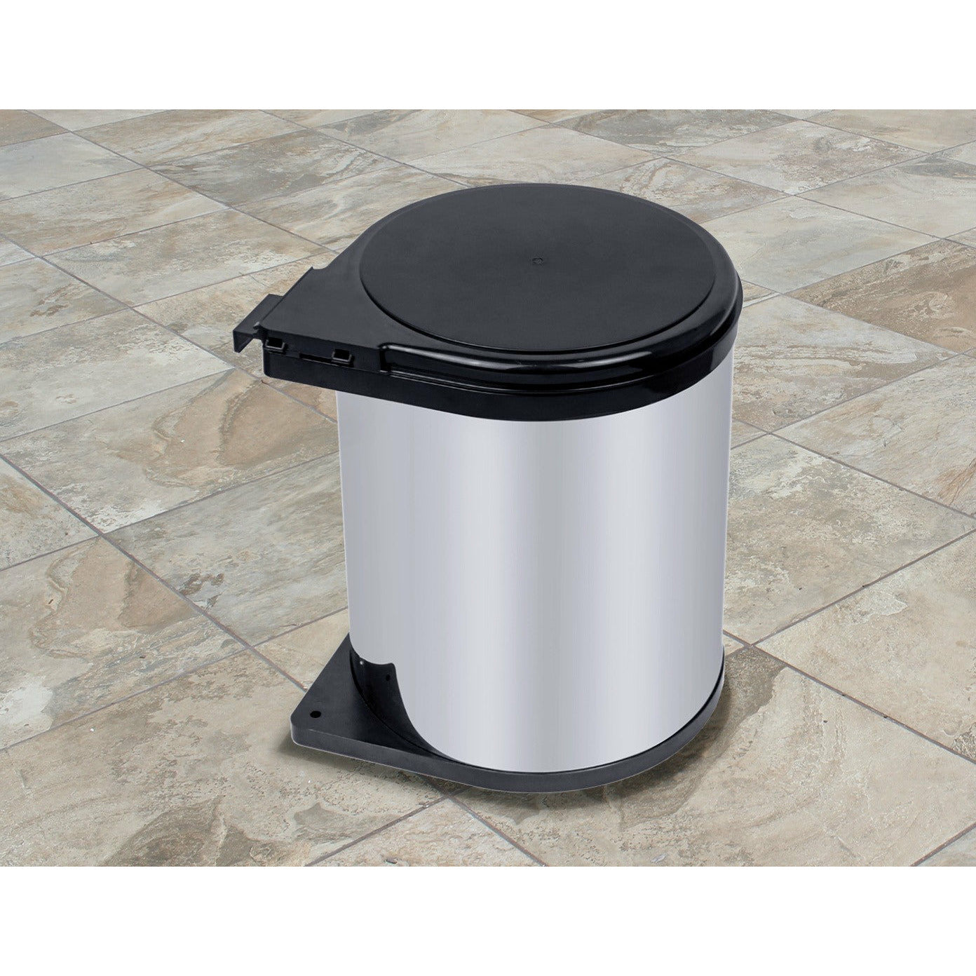 Kitchen Swing Pull Out Bin Stainless Steel Garbage Rubbish Waste Trash Can 14L