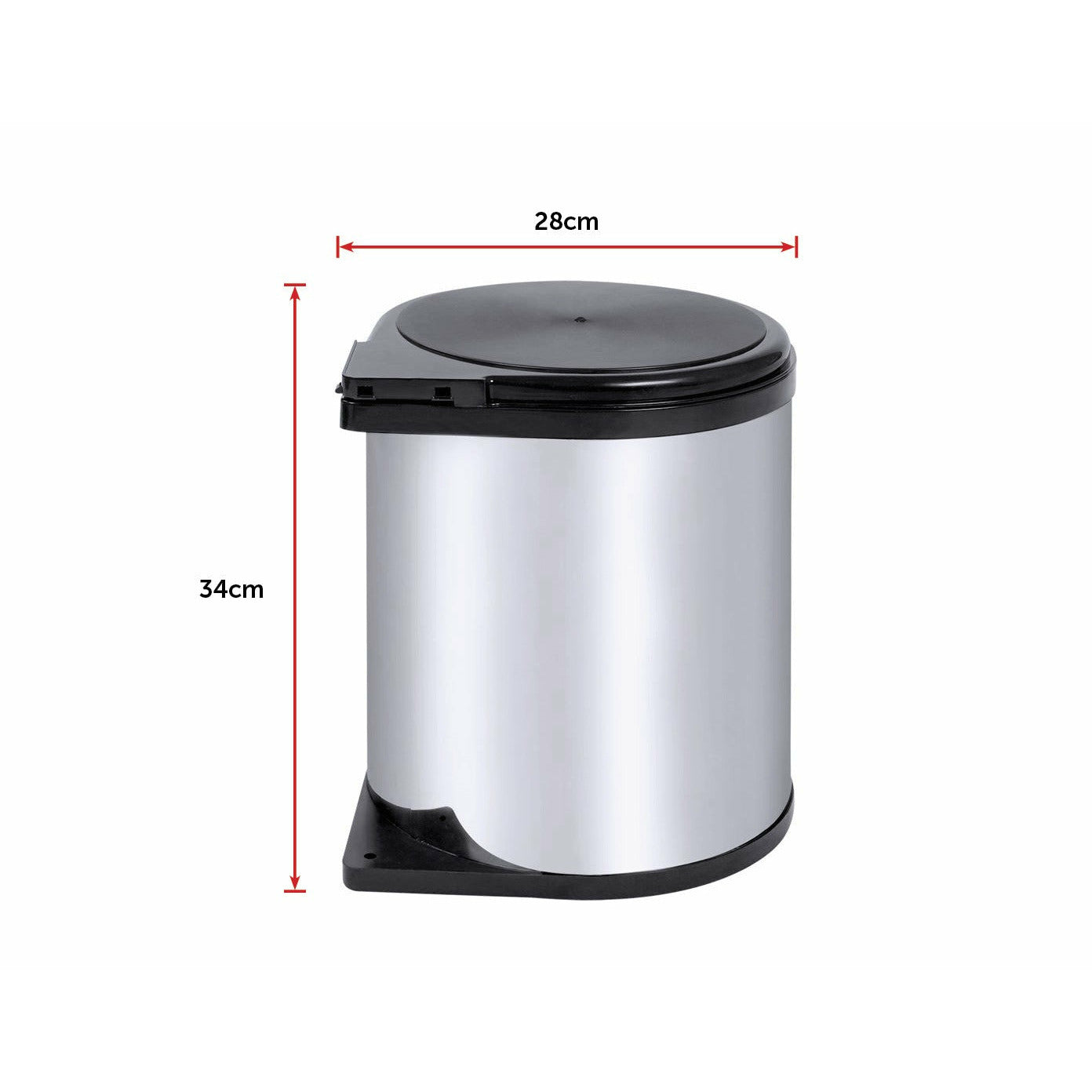 Kitchen Swing Pull Out Bin Stainless Steel Garbage Rubbish Waste Trash Can 14L