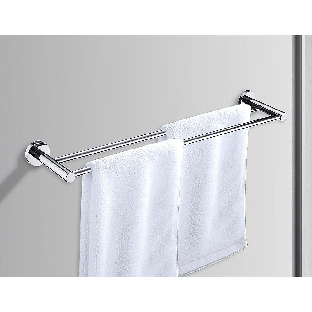 Double Classic Chrome Towel Bar Rail Bathroom
