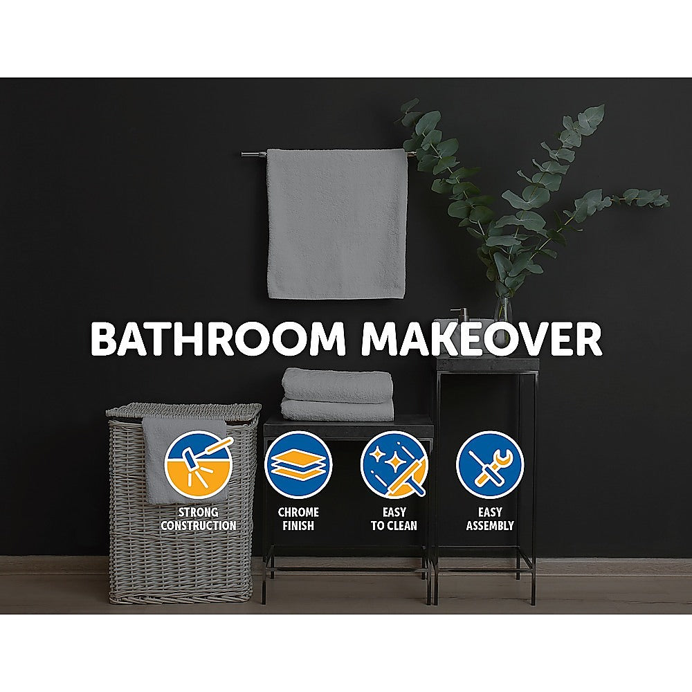 Double Classic Chrome Towel Bar Rail Bathroom