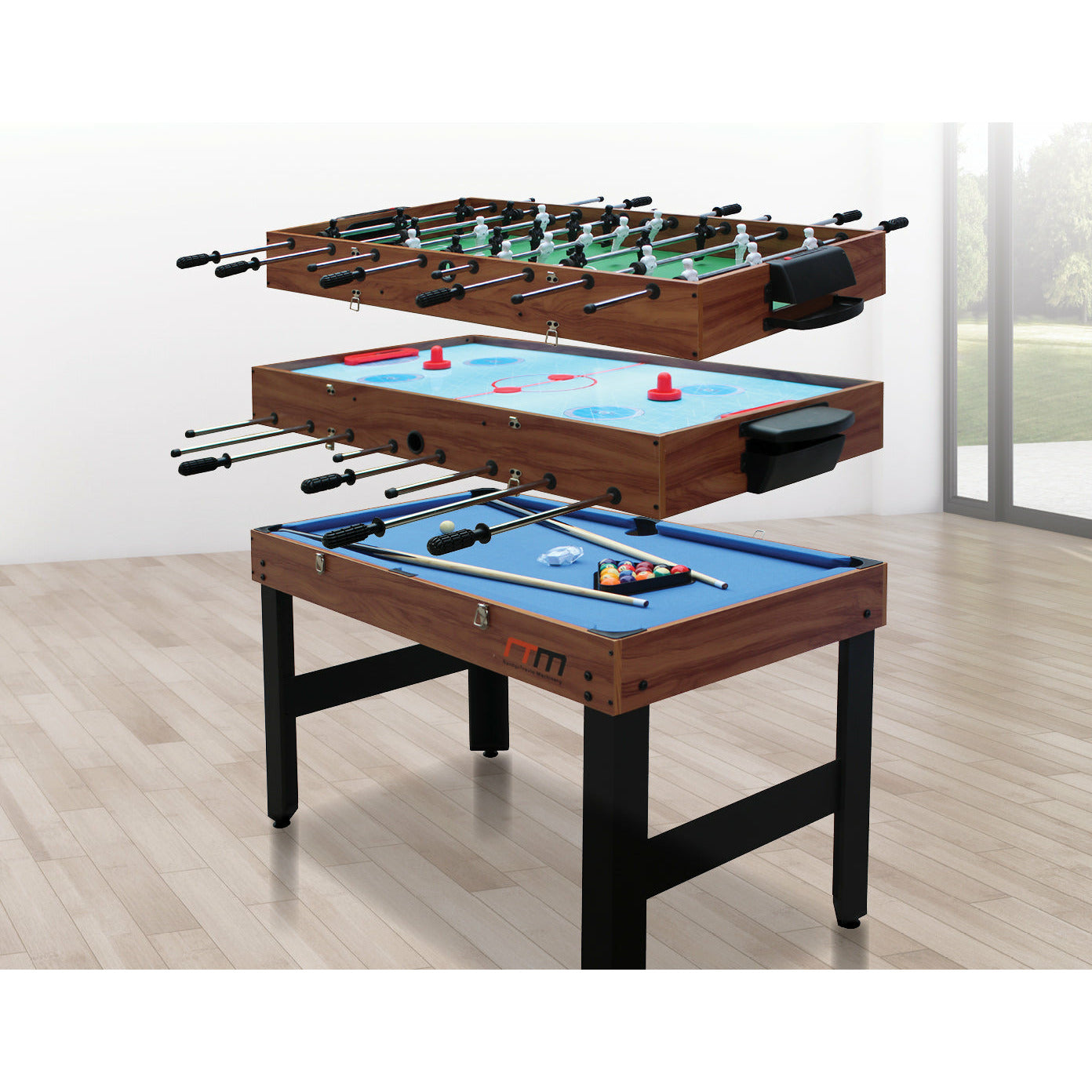 4FT 3-in-1 Games Foosball Soccer Hockey Pool Table Table