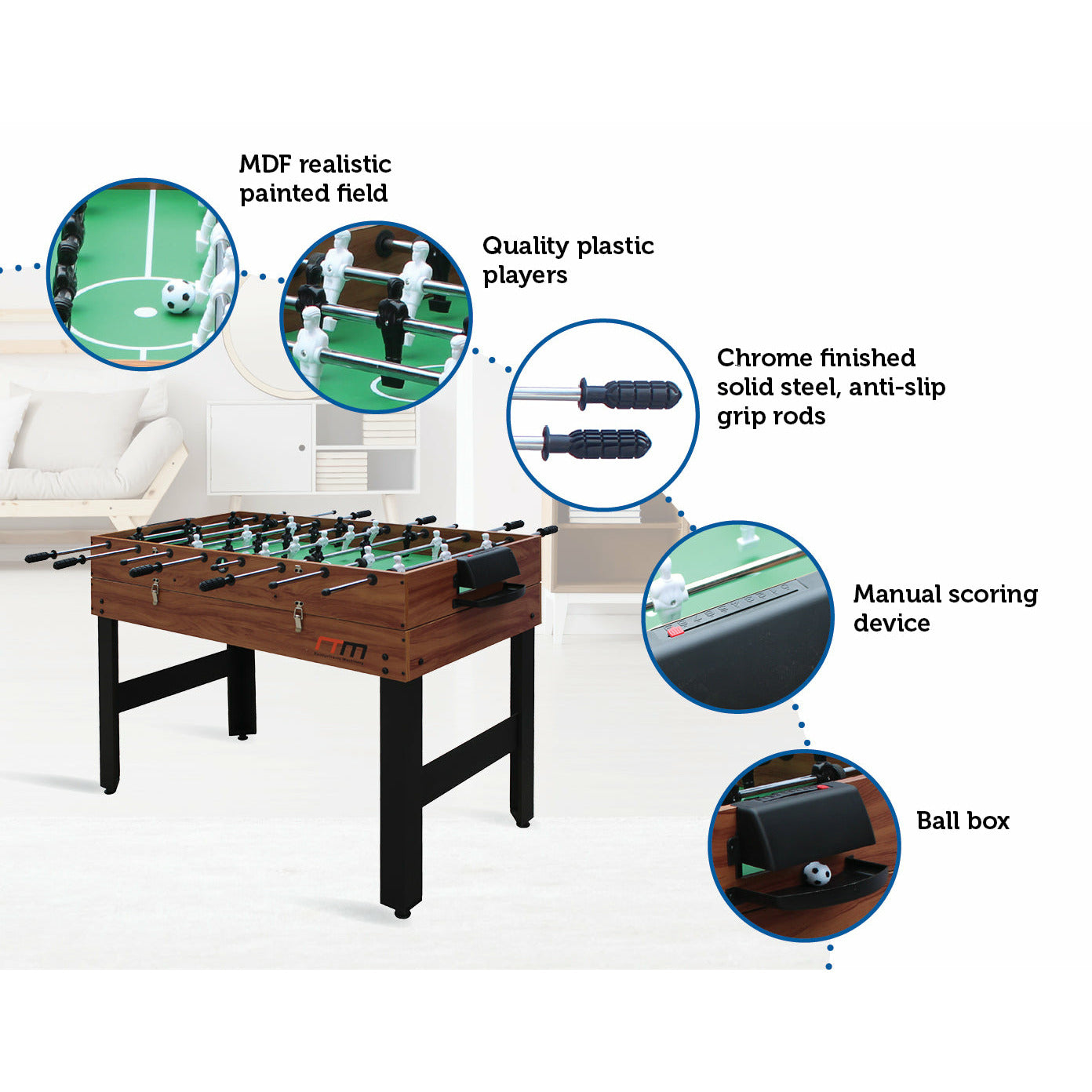 4FT 3-in-1 Games Foosball Soccer Hockey Pool Table Table