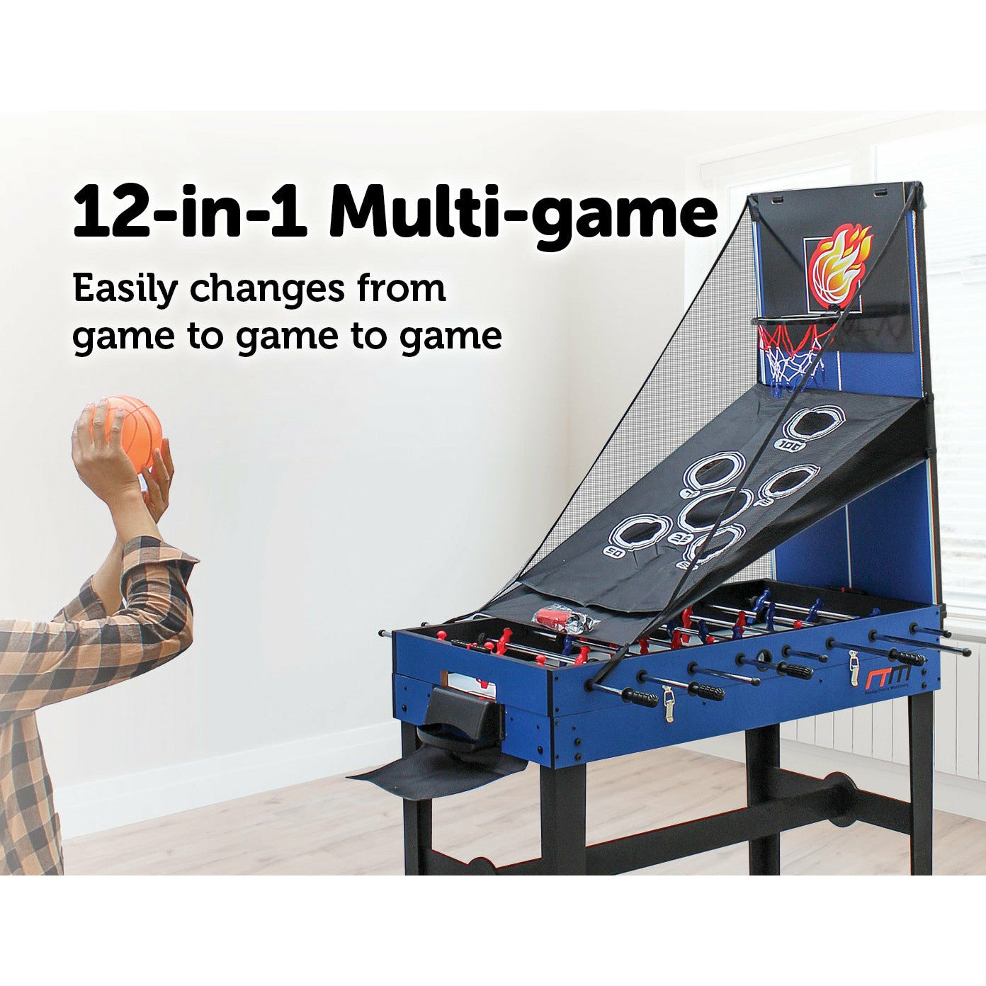 4FT 12-in-1 Combo Games Tables Foosball Soccer Basketball Hockey Pool Table Tennis