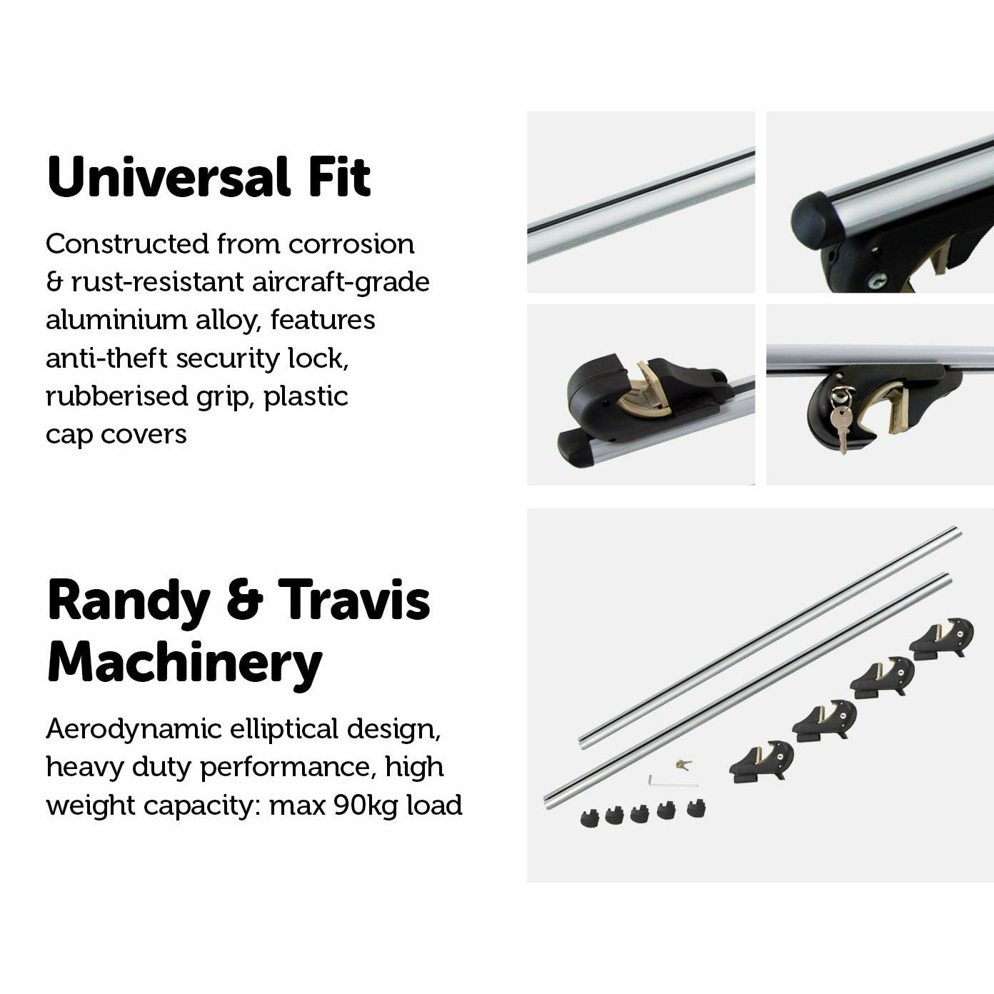 Universal Car Top Roof Rail Rack Cross Bar Aluminium Lockable 1350MM