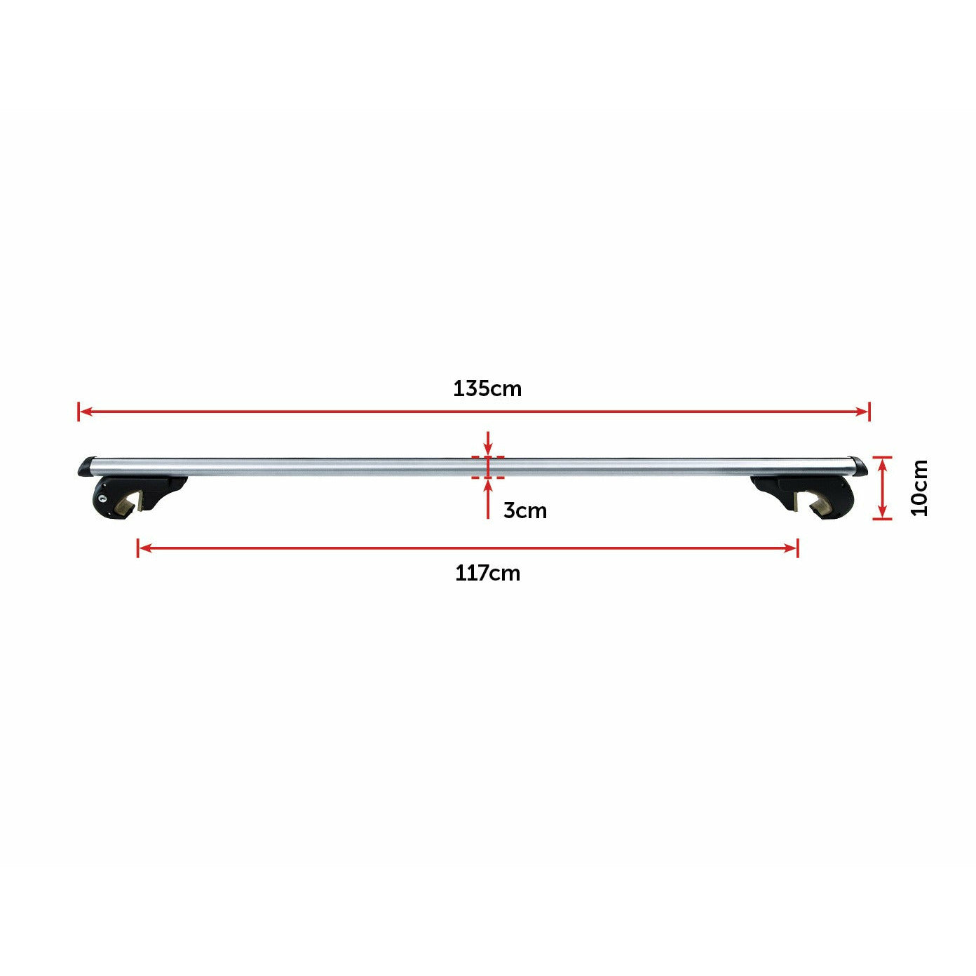 Universal Car Top Roof Rail Rack Cross Bar Aluminium Lockable 1350MM