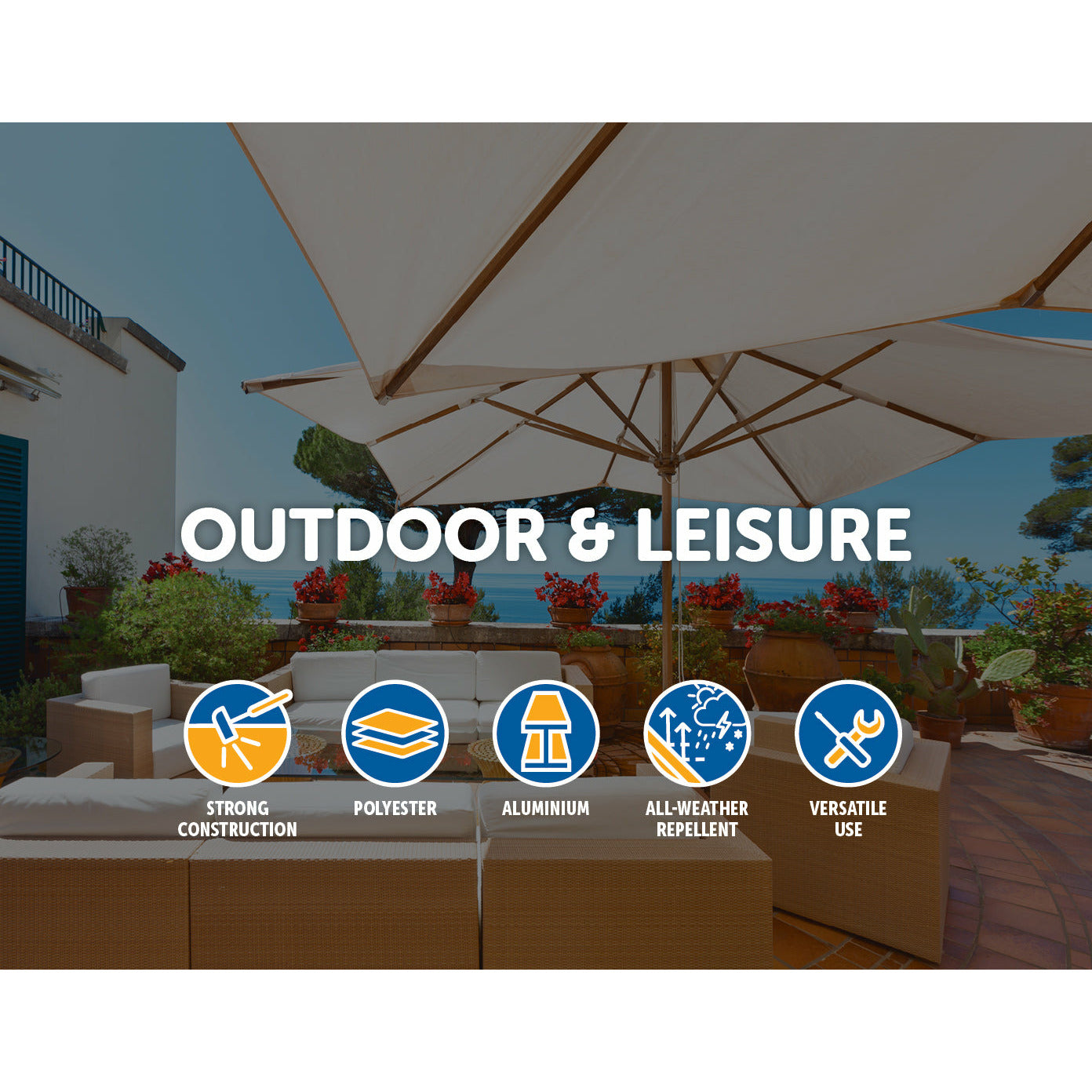 9FT Patio Umbrella Outdoor Garden Table Umbrella with 8 Sturdy Ribs