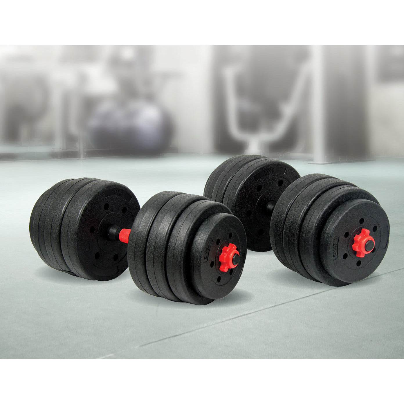40kg Adjustable Rubber Dumbbell Set Barbell Home GYM Exercise Weights