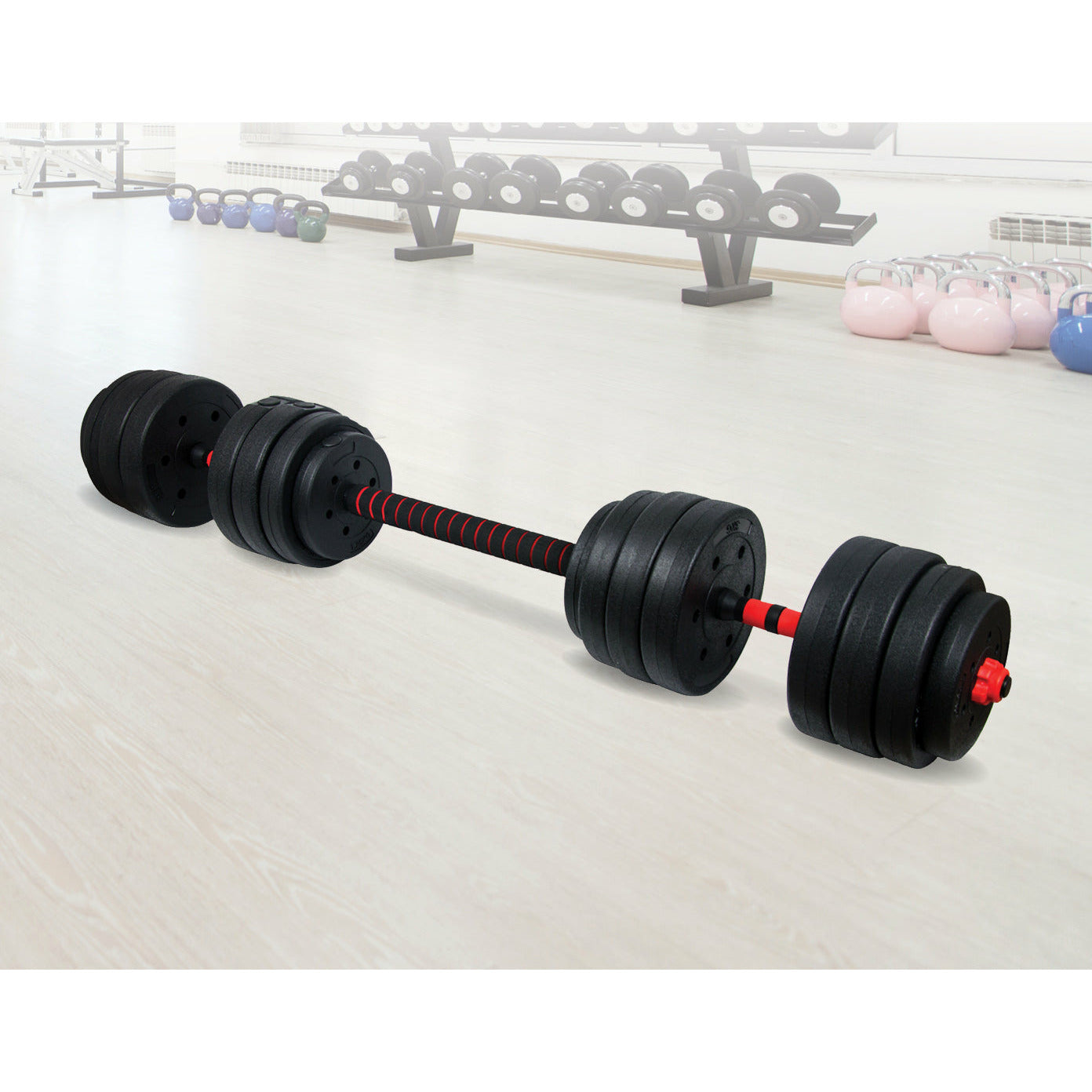 40kg Adjustable Rubber Dumbbell Set Barbell Home GYM Exercise Weights