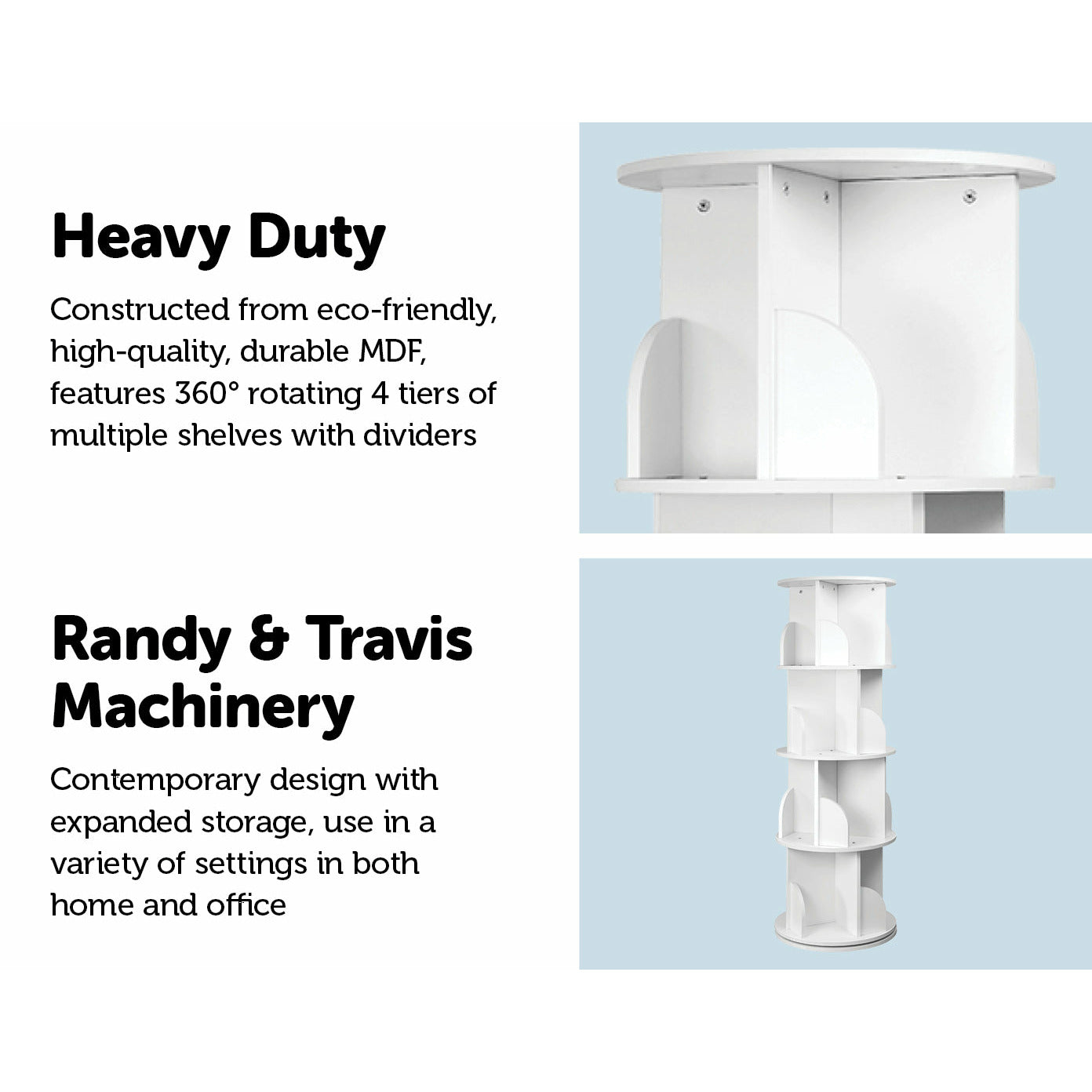 360-degree Rotating 4 Tier Display Shelf Bookcase Organiser