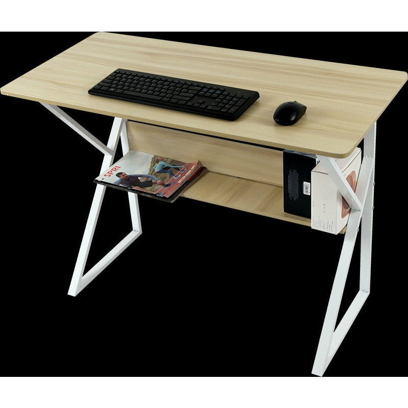 Wood & Metal Computer Desk with Shelf Home Office Furniture