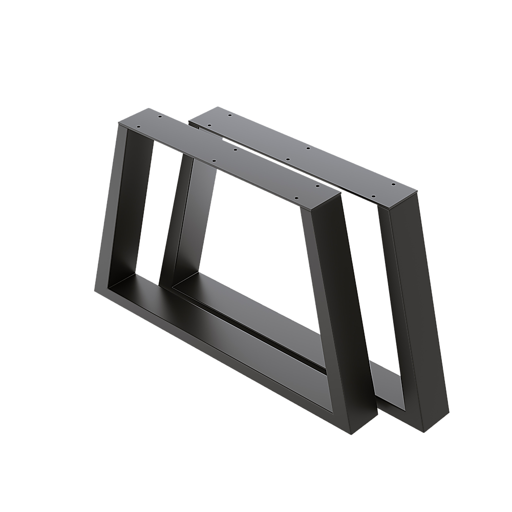 Trapezium-Shaped Table Bench Desk Legs Retro Industrial Design Fully Welded - Black