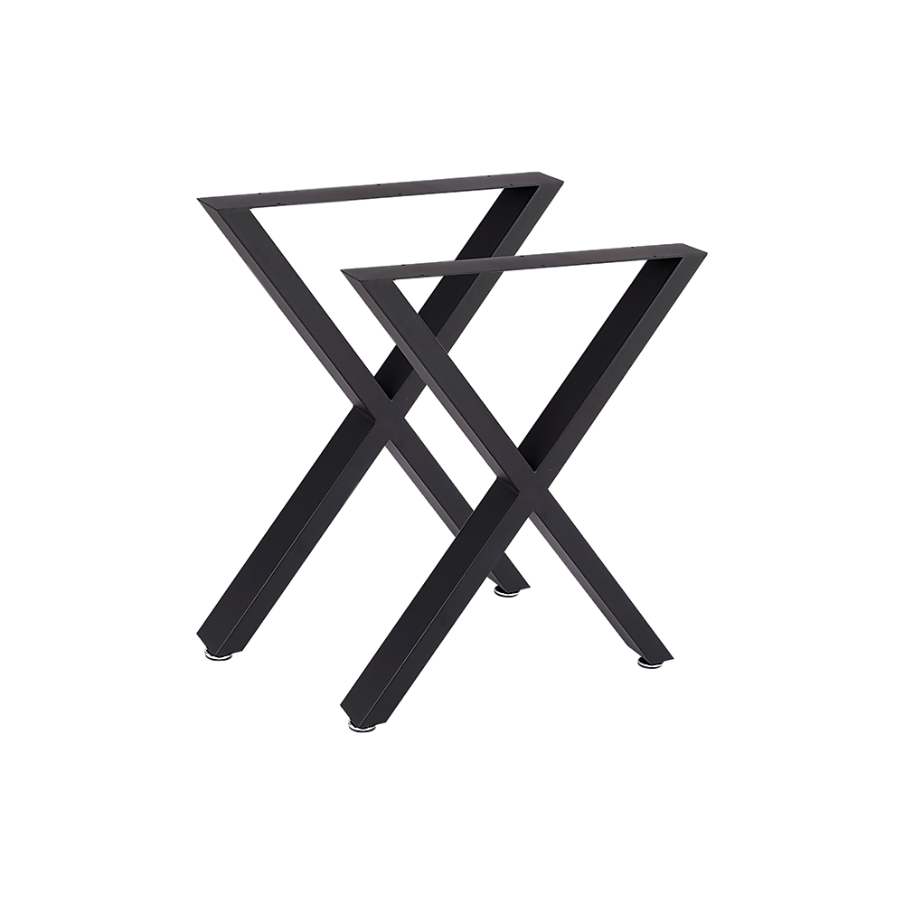 X-Shaped Table Bench Desk Legs Retro Industrial Design Fully Welded - Black