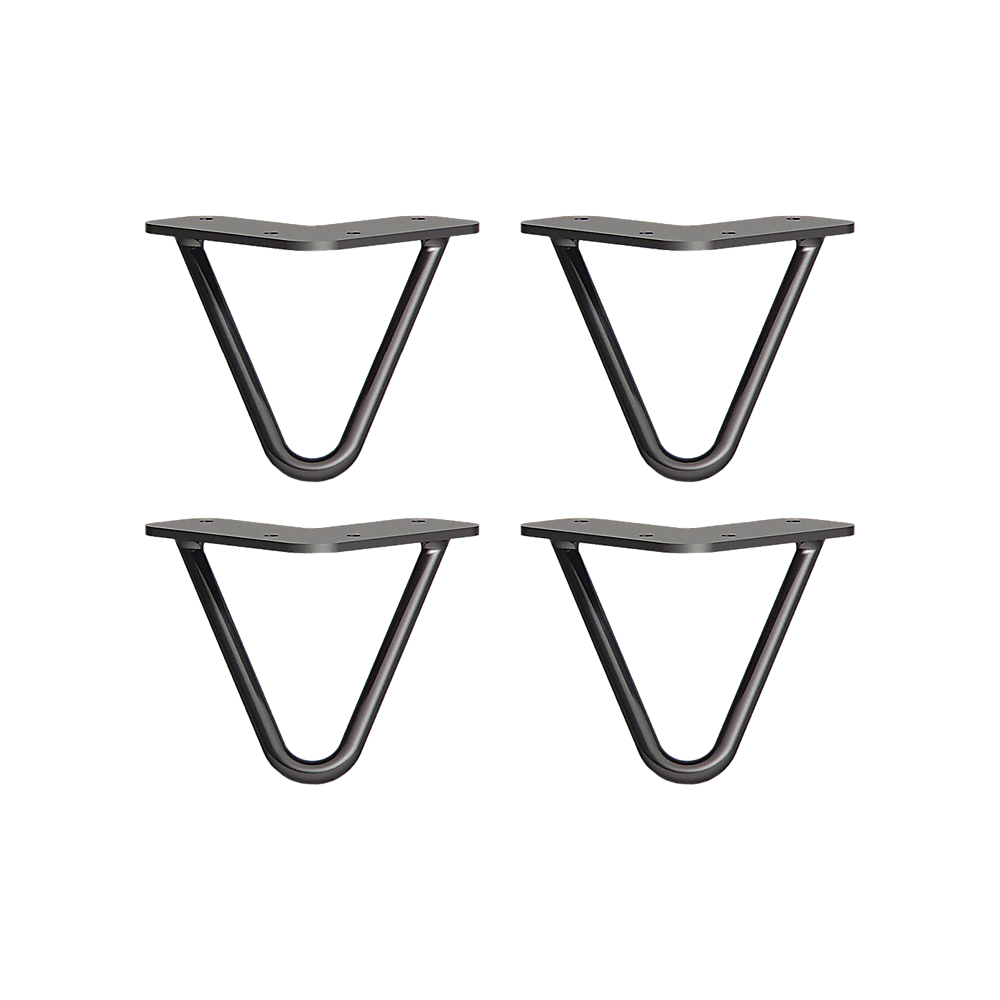 Set of 4 Industrial Retro Hairpin Table Legs 12mm Steel Bench Desk - 11cm Black