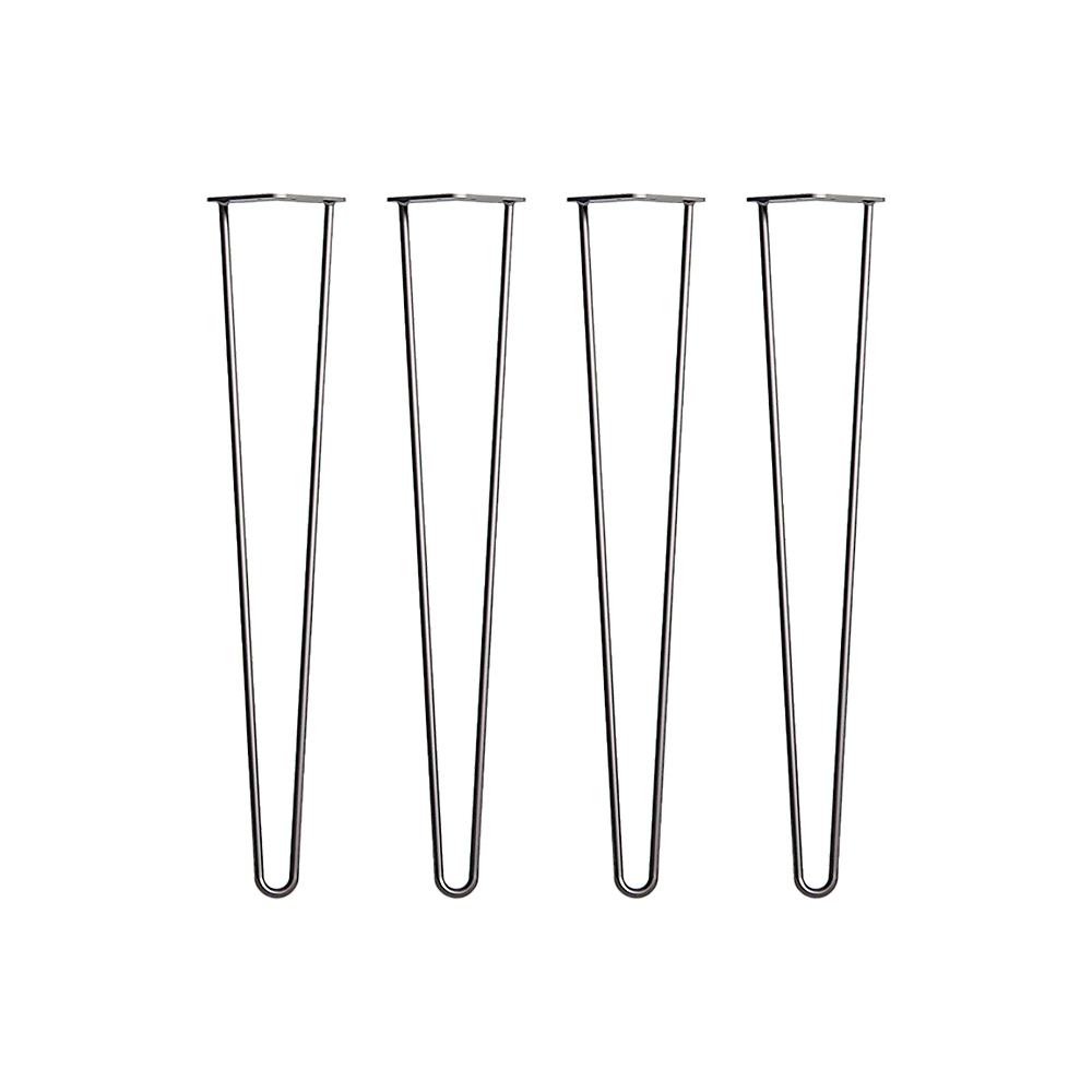 Set of 4 Industrial Retro Hairpin Table Legs 12mm Steel Bench Desk - 71cm Black