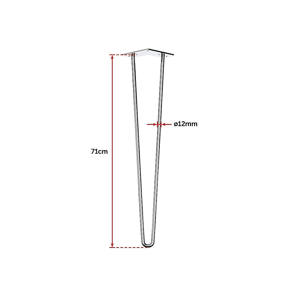 Set of 4 Chrome Retro Hairpin Table Legs 12mm Steel Bench Desk - 71cm