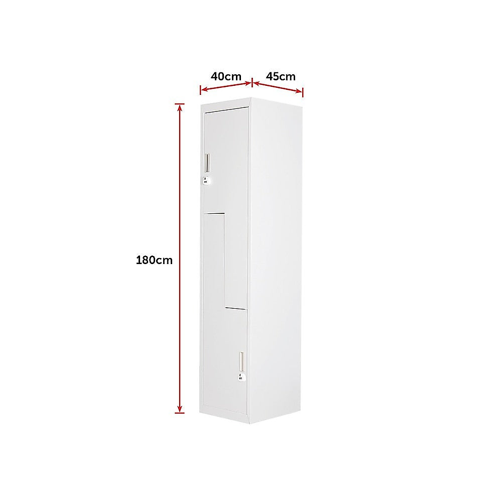 Grey Two-Door L-shaped Office Gym Shed Storage Lockers