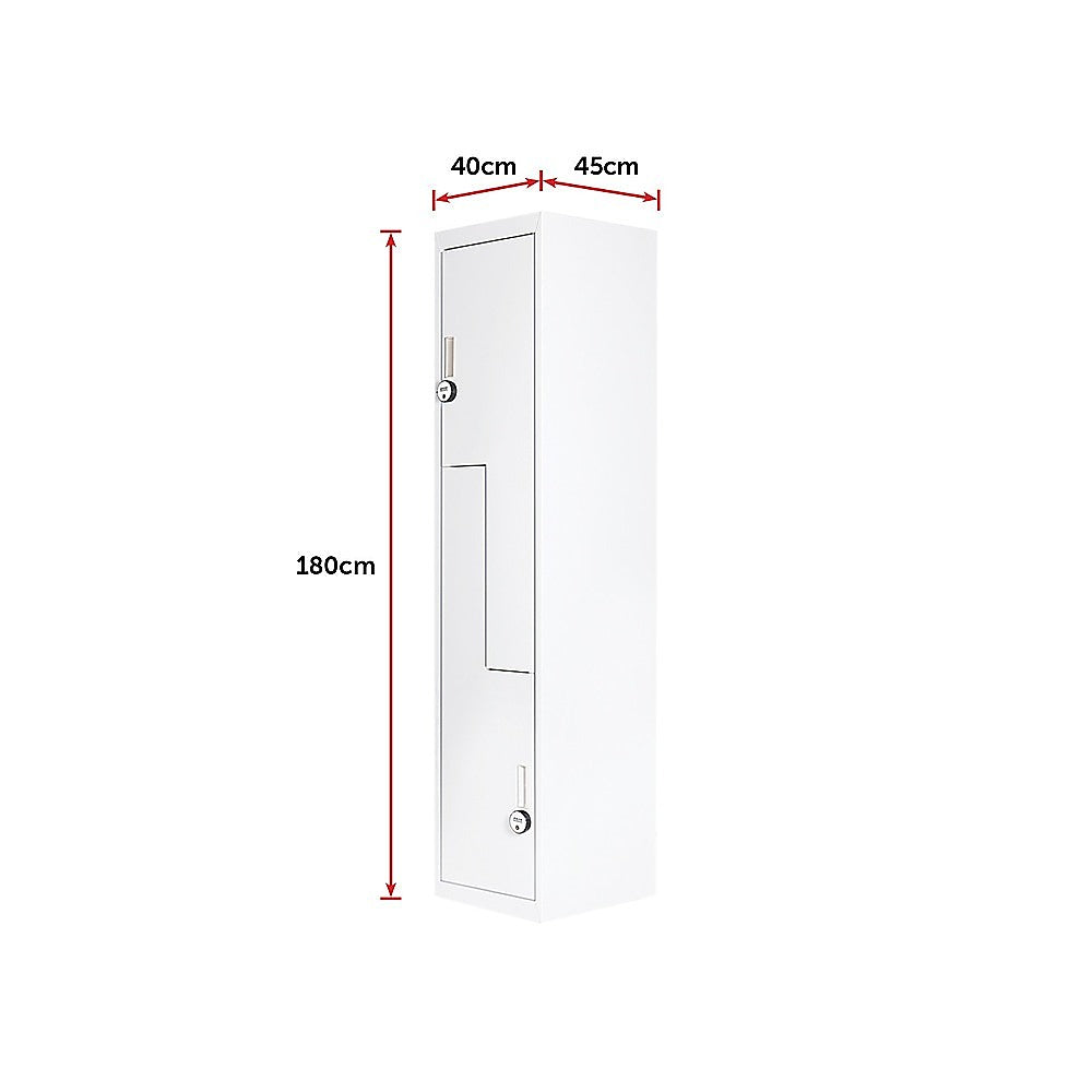 Grey Two-Door L-shaped Office Gym Shed Storage Lockers