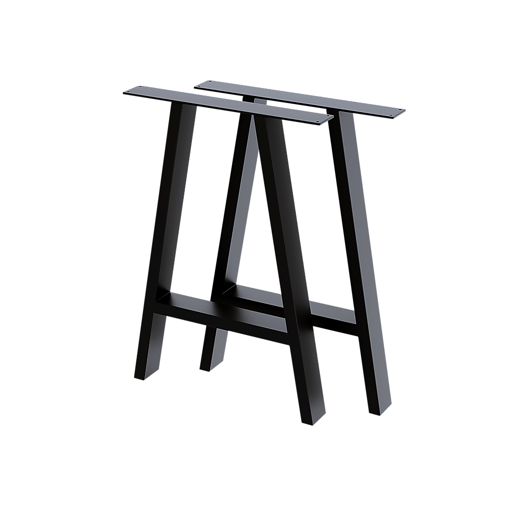 2x Rustic Dining Table Legs Steel Industrial Vintage 71cm - Black