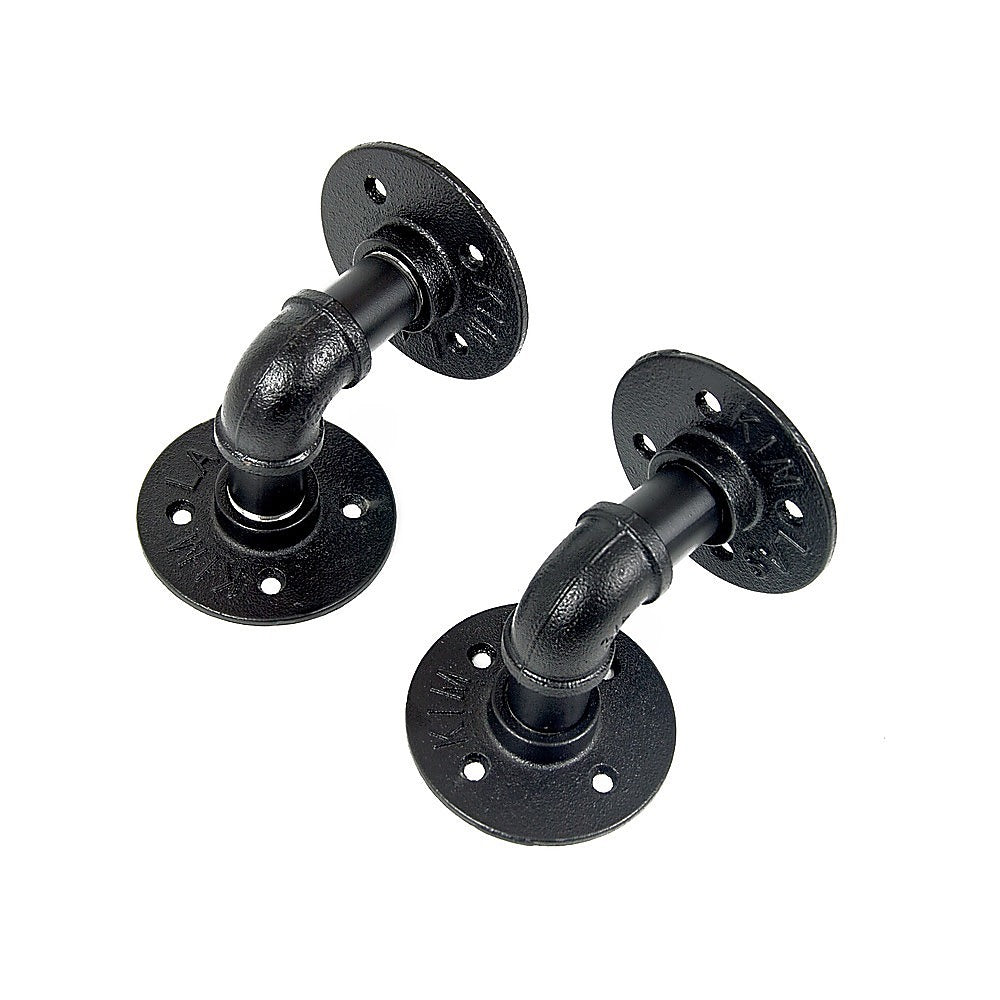 Industrial Black Iron Pipe Bracket Wall Mounted Floating Shelf - Set of 2