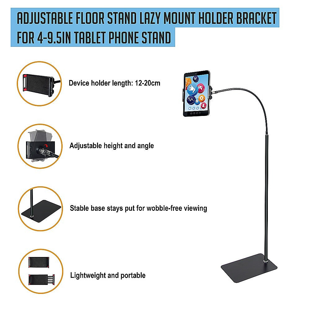 Adjustable Floor Stand Lazy Mount Holder Bracket For 4-9.5in Tablet Phone Stand