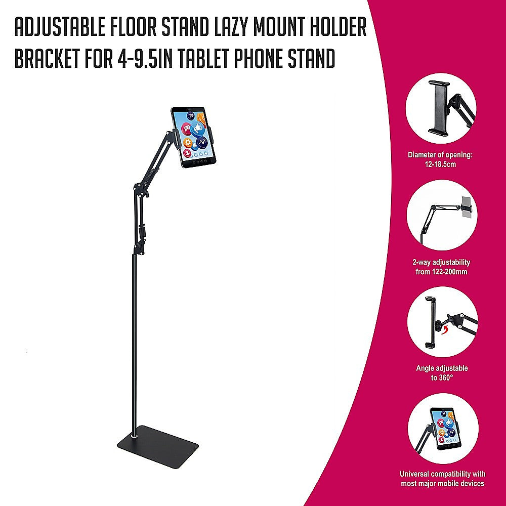 Hands Free Floor Stand Adjustable Bed Clip Holder For Tablet iPad iPhone Switch