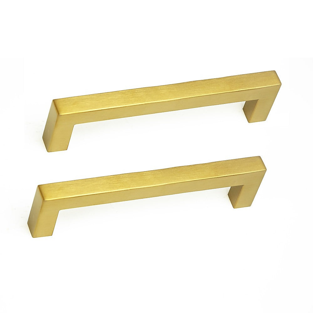 15x Brushed Brass Drawer Pulls Kitchen Cabinet Handles - Gold Finish 128mm
