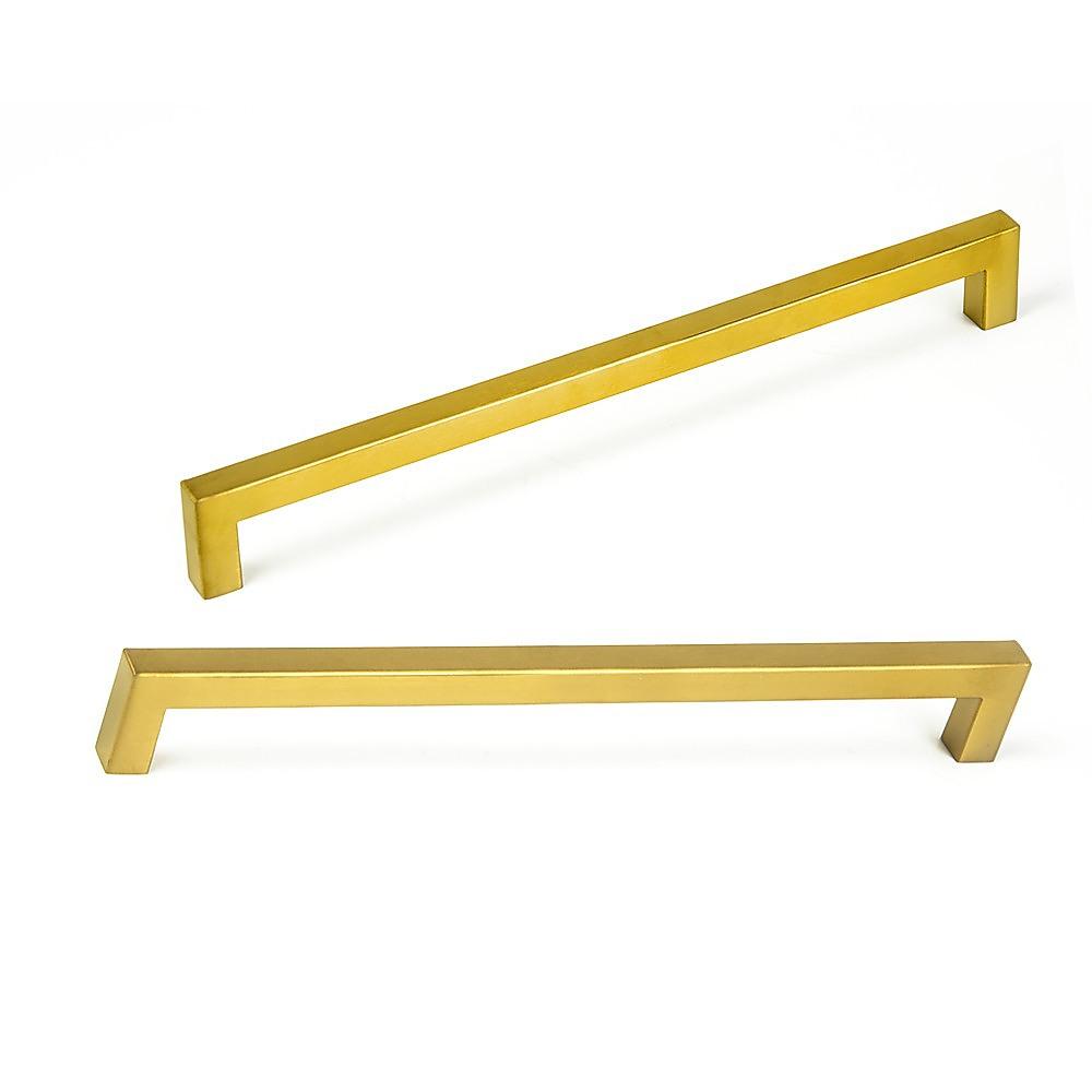 15x Brushed Brass Drawer Pulls Kitchen Cabinet Handles - Gold Finish 256mm