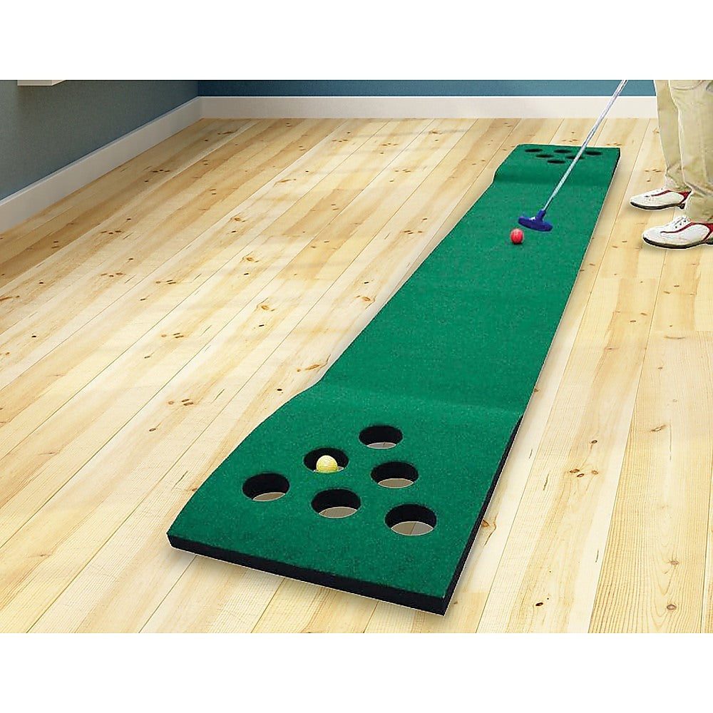 Golf Beer Pong Game Toy Set Green Golf Putting Matt with 2 Putters, 6 Balls