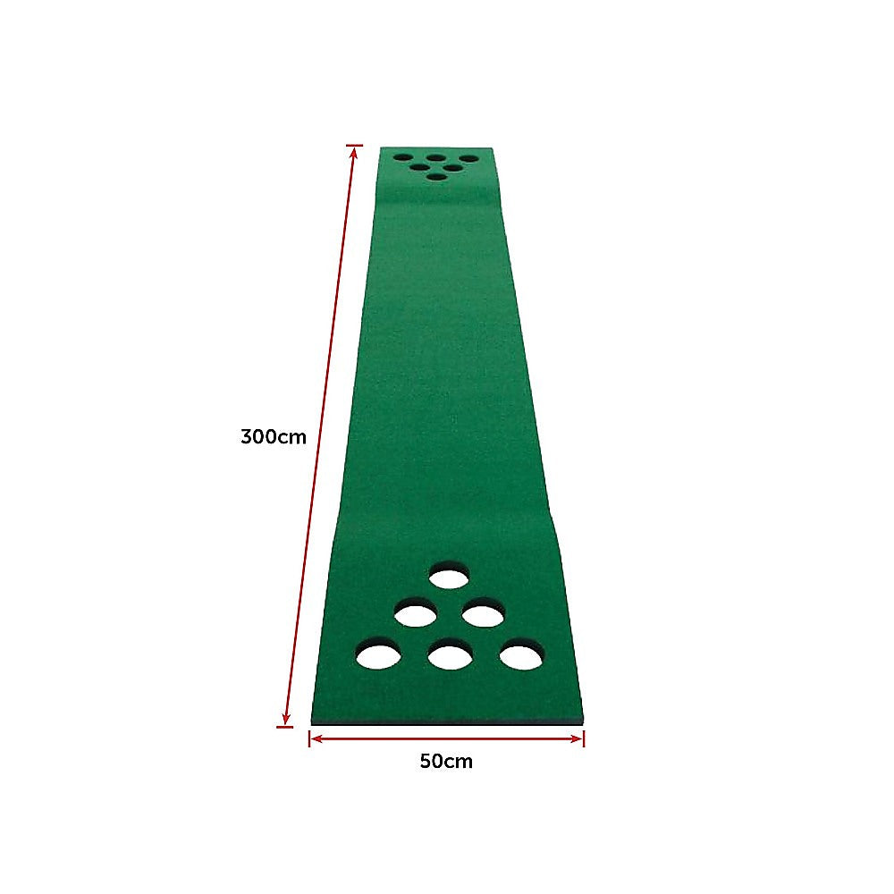 Golf Beer Pong Game Toy Set Green Golf Putting Matt with 2 Putters, 6 Balls
