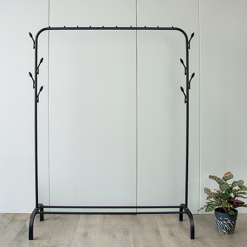Closet Organizer Metal Garment Rack Portable Clothes Hanger Storage Shoes Rack Black