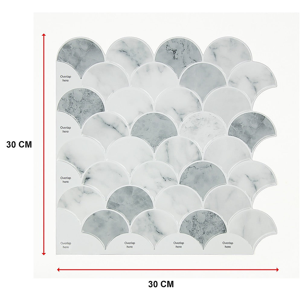 Tiles 3D Peel and Stick Wall Tile Fish Scale Mosaic (30cm x 30cm x 10 sheets)