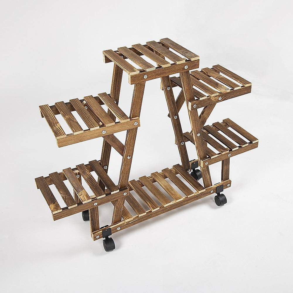 Plant Stand Outdoor Indoor Garden Wood Bamboo Shelf Folding 100CM Length